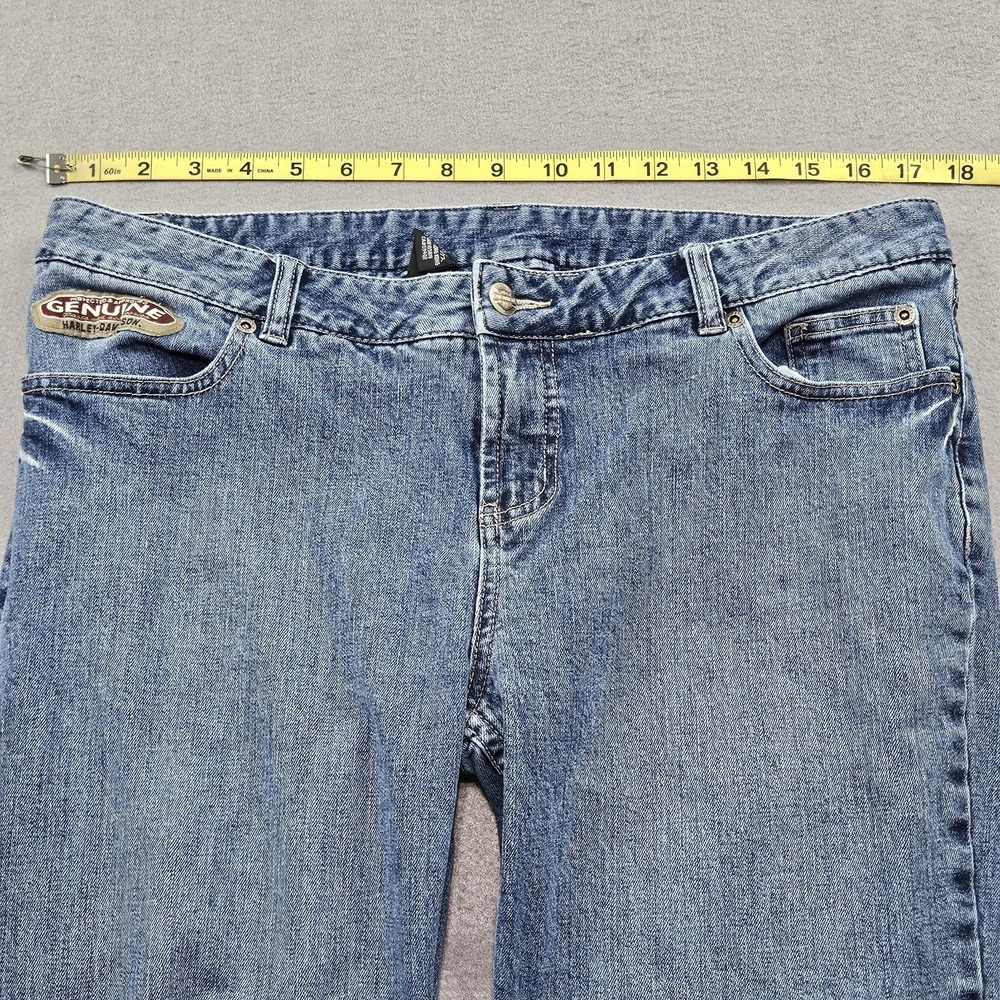 Harley Davidson Jeans Womens Size 12 Patch Embroidered Pockets Medium Wash Denim - Picture 4 of 11